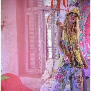 Magnolia Pearl Yellow Magic Angel Tank Top Distressed Bohemian  NWT